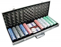 Покерный набор на 500 фишек без номинала в алюминиевом кейсе