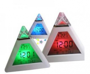Светильник ночник LED Часы Будильник Пирамида ― "Vgik - Вжик, магазин полезных вещей."