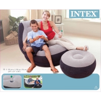 Intex 68564 интекс Надувное кресло с пуфиком серое (99х130х76см)