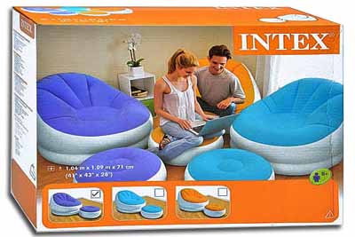 Intex 68572 интекс Надувное кресло с пуфиком (cалатовый цвет) ― "Vgik - Вжик, магазин полезных вещей."
